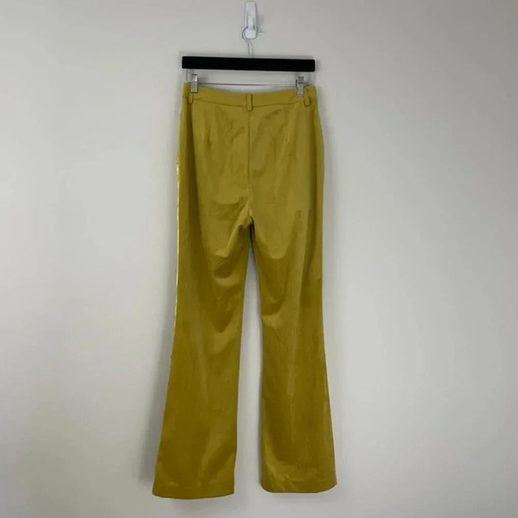 7 For All Mankind Chartreuse Yellow Velvet Straight Leg Pants Size 6 - Picture 2 of 7